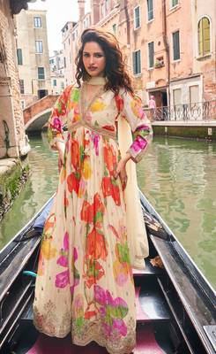 Peach partywear anarkali  1