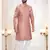 Men's pink woven jacquard thread and sequence embroidery all over  kurta set
