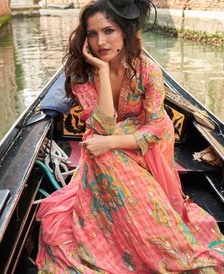 Pink partywear anarkali  2