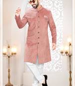 Men's pink swad velvet  - kurta set