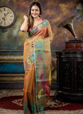 multicolor hand woven silk blend cotton zari work all seasons sarees 1