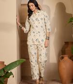 Beige khadi silk embroidered embroidered co-ord set