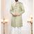 Men's green woven jacquard self design in fabric kurta set