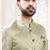 Men's green woven jacquard self design in fabric kurta set