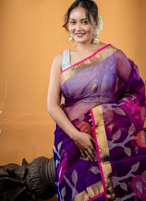 multicolor hand woven silk blend cotton zari work all seasons sarees 2