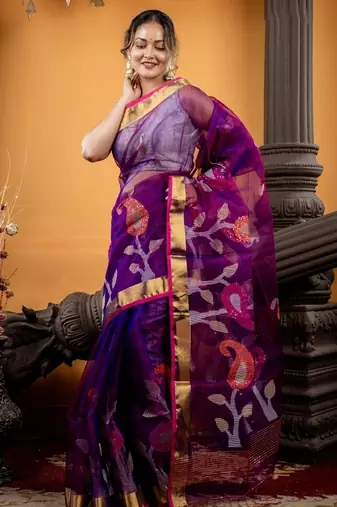 multicolor hand woven silk blend cotton zari work all seasons sarees