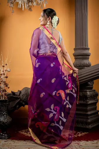 multicolor hand woven silk blend cotton zari work all seasons sarees