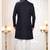 Men's blue woven jacquard self design in fabric kurta set