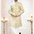 Men's yellow woven jacquard self design in fabric kurta set