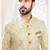 Men's yellow woven jacquard self design in fabric kurta set