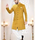 Men's yellow swad velvet  - kurta set