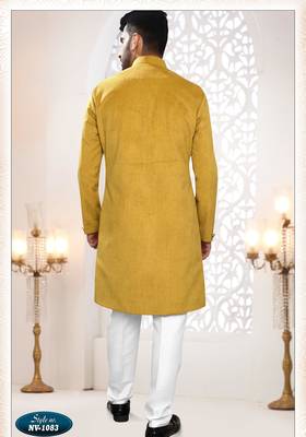 Men's yellow swad velvet - kurta set 2