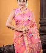 pink hand woven silk blend cotton bengal handloom all seasons sarees