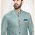 Men's blue swad velvet  self design in fabric kurta set