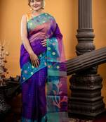 violet hand woven silk blend cotton bengal handloom all seasons sarees