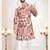 Men's peach swad velvet  self print design in fabric kurta set