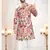 Men's peach swad velvet  self print design in fabric kurta set