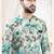Men's bluish grey swad velvet  self print design in fabric kurta set