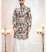 Men's fone swad velvet  self print design in fabric kurta set