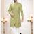 Men's green woven suede self design in fabric kurta set