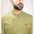 Men's green woven suede self design in fabric kurta set