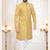 Men's yellow woven suede self design in fabric kurta set