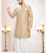 Men's Gold woven jacquard thread and sequence embroidery all over  kurta set