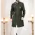 Men's green woven jacquard all over sequence kurta set