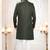 Men's green woven jacquard all over sequence kurta set