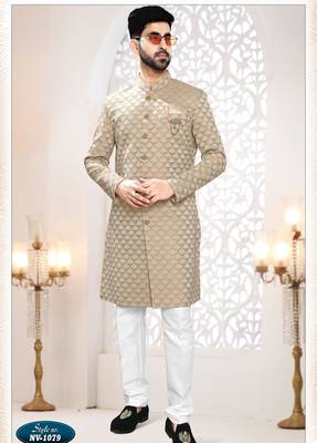 Men's gold woven jacquard - kurta set 1