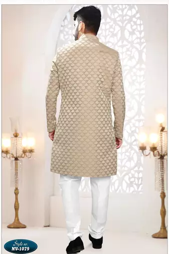 Men's gold woven jacquard - kurta set