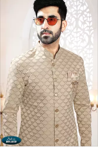 Men's gold woven jacquard - kurta set