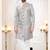 Men's greyish blue woven jacquard thread and sequence embroidery all over  kurta set