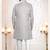 Men's greyish blue woven jacquard thread and sequence embroidery all over  kurta set