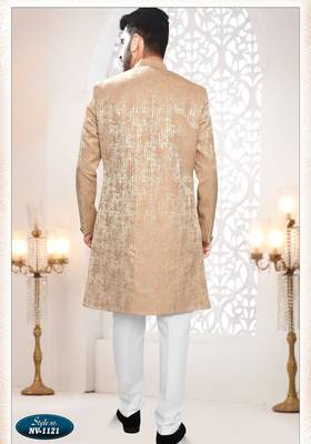Men's pink woven jacquard - kurta set 2