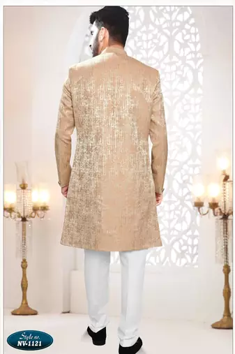 Men's pink woven jacquard - kurta set