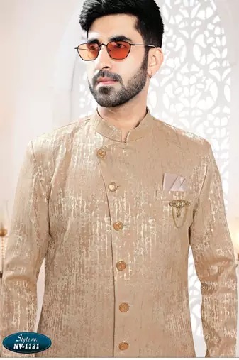 Men's pink woven jacquard - kurta set