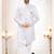 Men's white woven jacquard self design in fabric kurta set