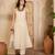 Beige khadi silk embroidered embroidery work top bottom set