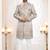 Men's gold & grey woven jacquard self design in fabric kurta set