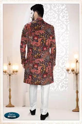 Men's black  suede  - kurta set