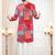 Men's red swad velvet  self print design in fabric kurta set
