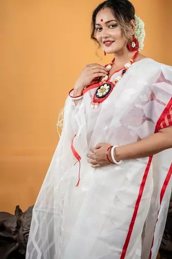 white woven silk blend cotton bengal handloom all seasons sarees