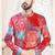 Men's red swad velvet  self print design in fabric kurta set