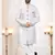 Men's white woven jacquard self design in fabric kurta set