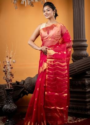 pink woven silk blend cotton zari work all seasons sarees 2