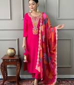 Pink cotton embroidered salwar kameez