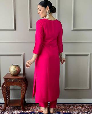 Pink cotton embroidered salwar kameez 2