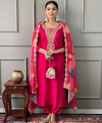 Pink cotton embroidered salwar kameez 3