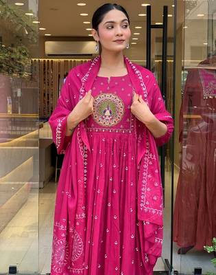 Pink rayon embroidered salwar kameez 3